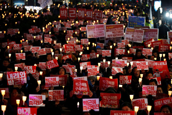 جانب من الاحتجاج ضد رئيسة كوريا الجنوبية