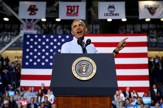  الرئيس الأمريكى باراك أوباما يدعو للتصويت لهيلارى كلينتون