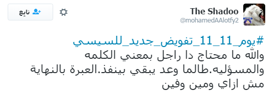 تعليقات المغردين على هاشتاج يوم 11-11 تفويض جديد للسيسى (6)