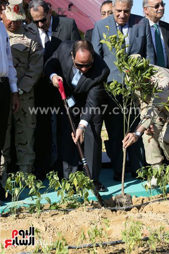  الرئيس عبد الفتاح السيسى خلال افتاح المرحلة الاولى لمشروع الـ1.5 مليون فدان بالفرافرة 
