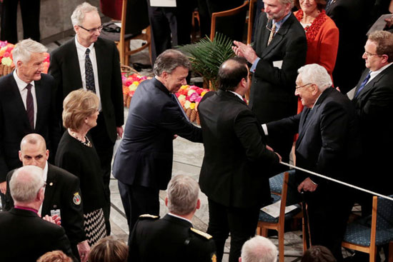 الحائز على جائزة نوبل للسلام الرئيس الكولومبي خوان مانويل سانتوس