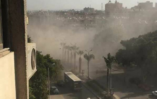 جانب من التفجير الذى استهدف الإرتكاز الأمنى بشارع الهرم