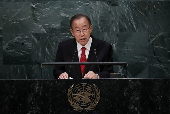 الأمين العام السابق بان كى مون يلقى أخر خطبه له كأمين عام للأمم المتحدة