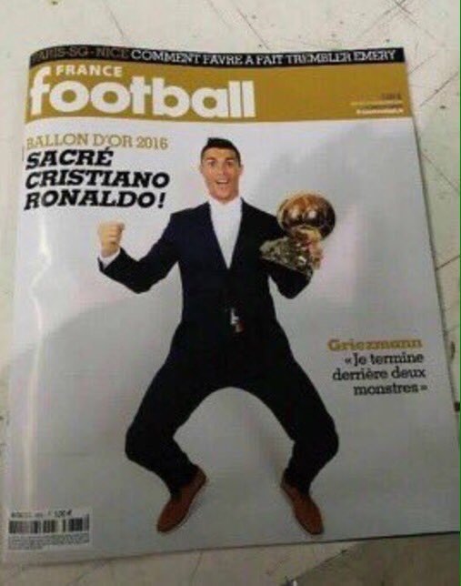 غلاف مجلة فرانس فوتبول يؤكد تتويج رونالدو بالكرة الذهبية