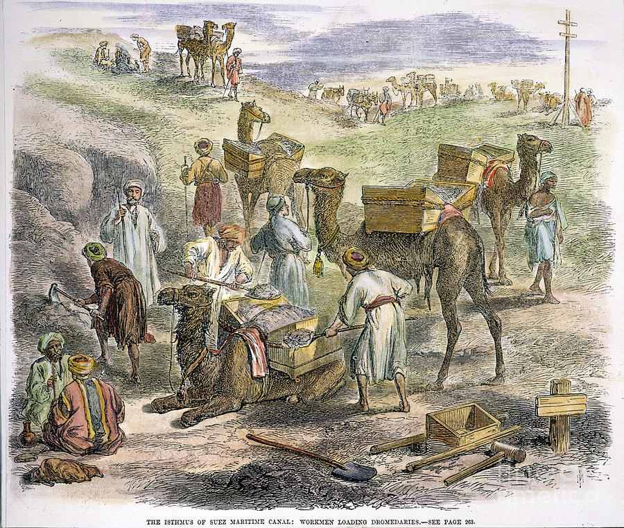 صورة قديمة لأعمال الحفر فى قناة السويس للفنان جرينجر ١٨٦٩