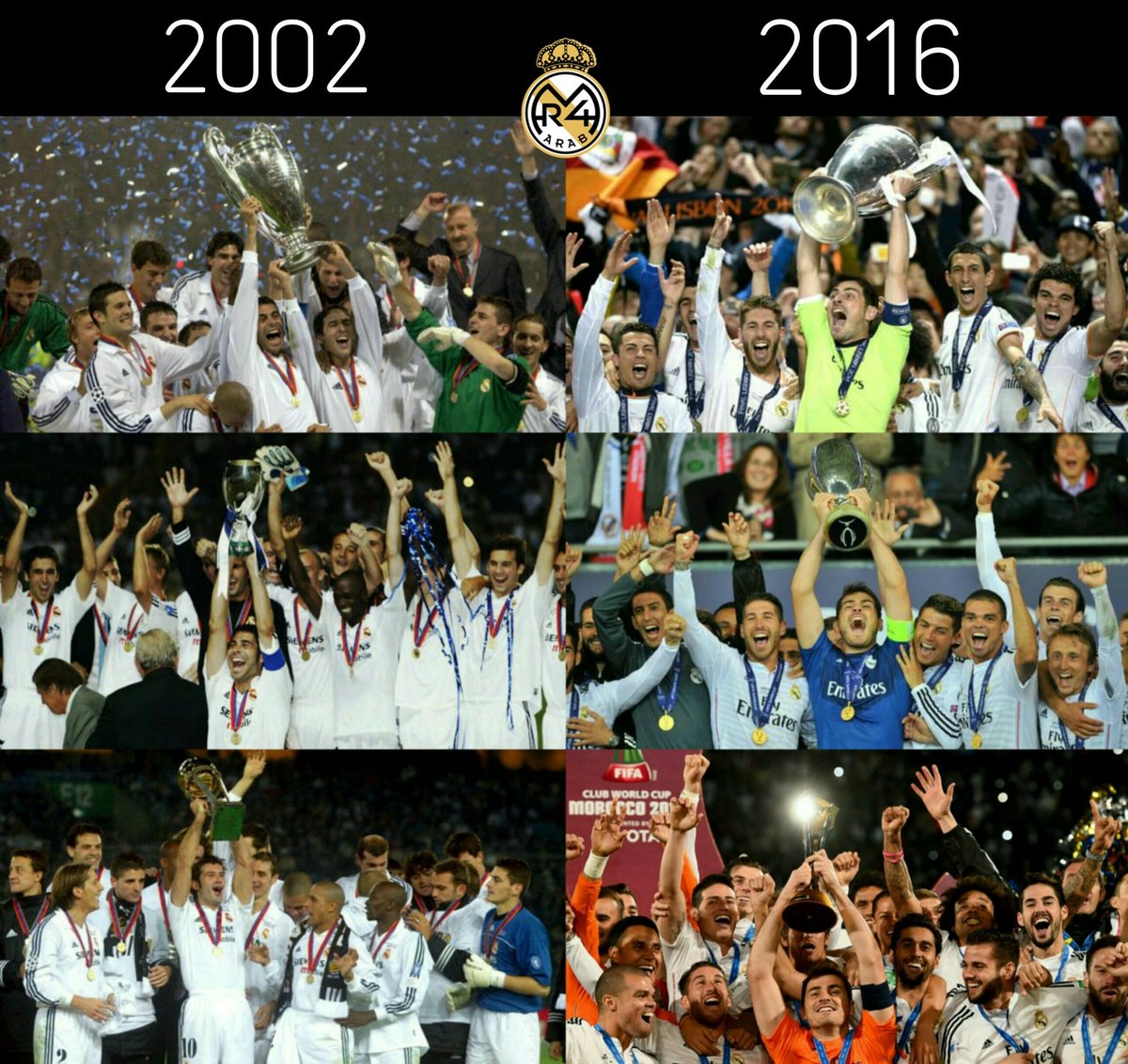 ريال مدريد حقق الثلاثية القارية فى 2002 و2014