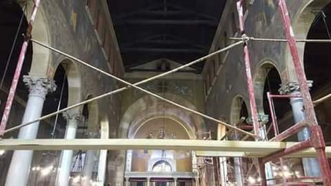 الهيئة الهندسية للقوات المسلحة تبدأ ترميم الكنيسة البطرسية بعد حادث التفجير (1)