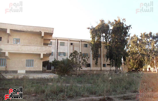 الهيش والبوص على مساحة 8 أفدنة خاليه حول مبنى مستشفى أب غنيمه المتحل لمركز طب أسرة