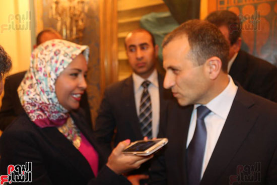 وزير خارجية لبنان مع محررة اليوم السابع