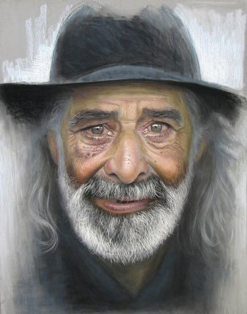 إحدى اللوحات لشخص مسن