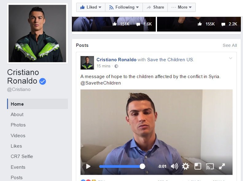 رونالدو يدعم اطفال سوريا فى مقطع فيديو