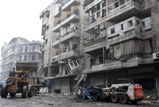 بدء حملة ازالة أثار الحرب فى حلب السورية