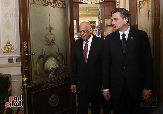 علي عبد العال ورئيس سلوفانيا داخل متحف مجلس النواب