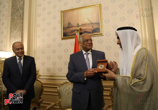 رئيس البرلمان العربي احمد الجروان يكرم عبد العال بحضور ابو الغيط