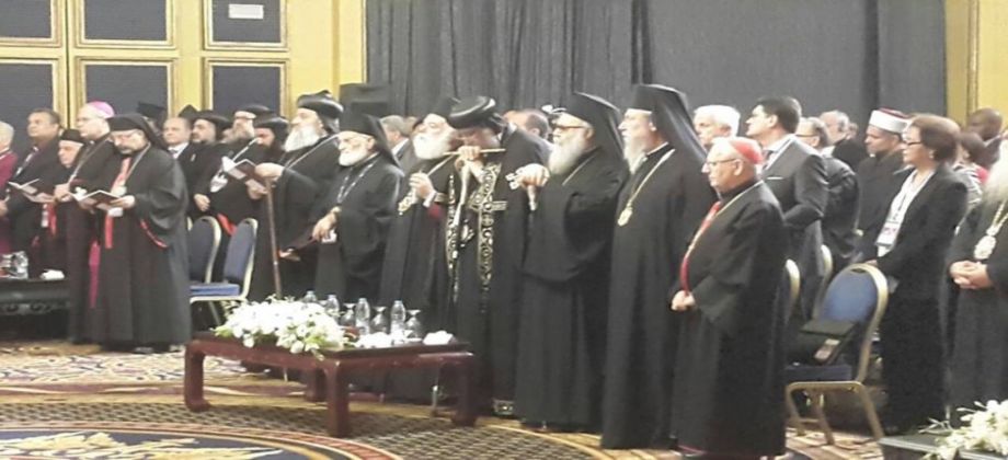 البابا خلال اجتماع مجلس كنائس الشرق الاوسط فى الأردن