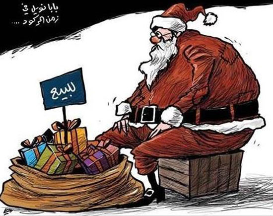 بابا نويل يبيع هدايا أعياد الميلاد فى ظل الأزمة الاقتصادية
