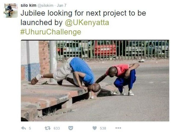 مستخدم: شخص يبحث عن المشروع القادم الذى سيفتتحه الرئيس الكينى 