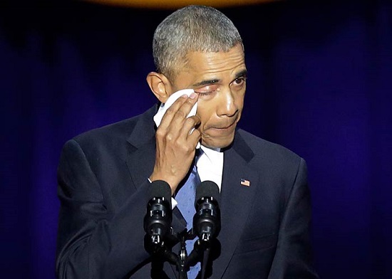 اوباما يبكى فى خطابه الاخير