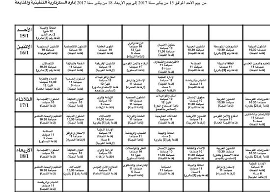 جدول اللجان النوعية الـ25 للأسبوع القادم 