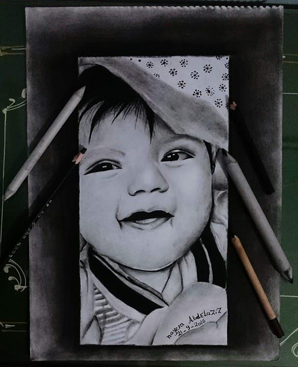 لوحة لطفل مرسوم بالفحم