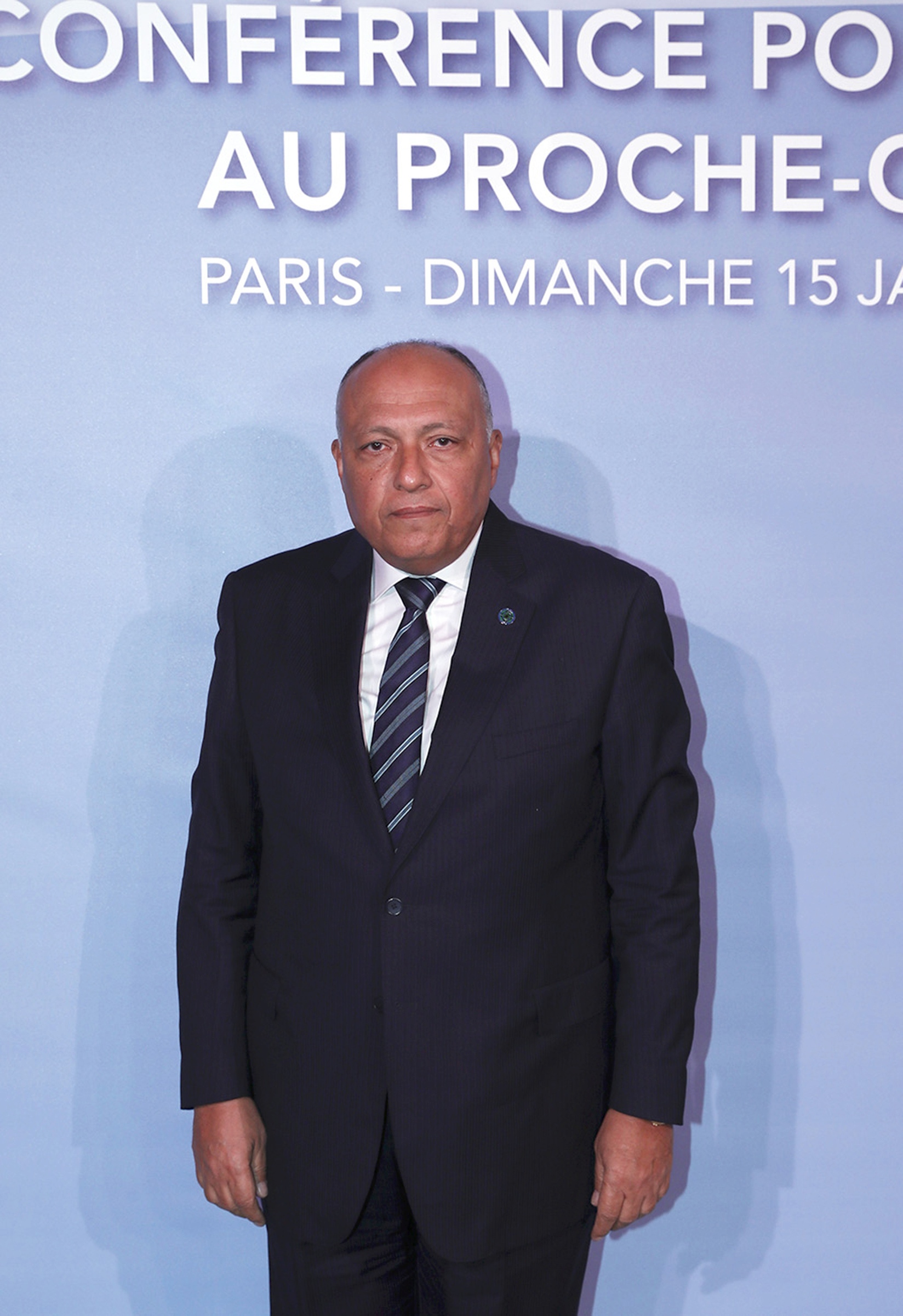 وزير الخارجية المصرى سامح شكرى فى مقر اجتماعات باريس للسلام