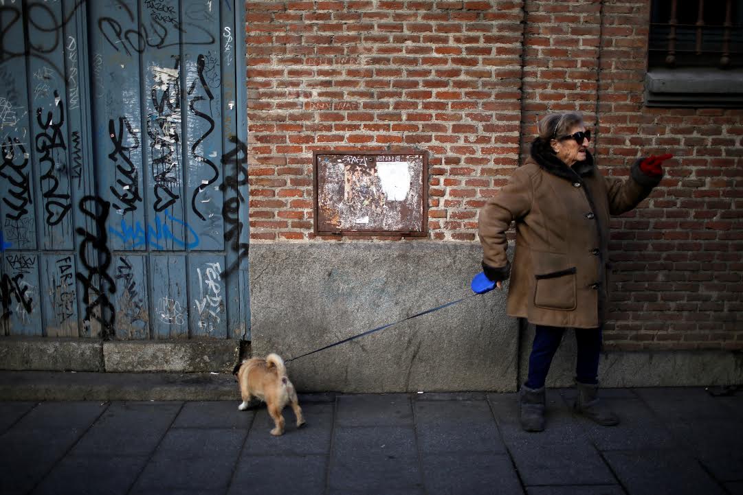 إحدى الإسبانيات تحتفى بعيد القديس أنطونيو بنزهة مع كلبها