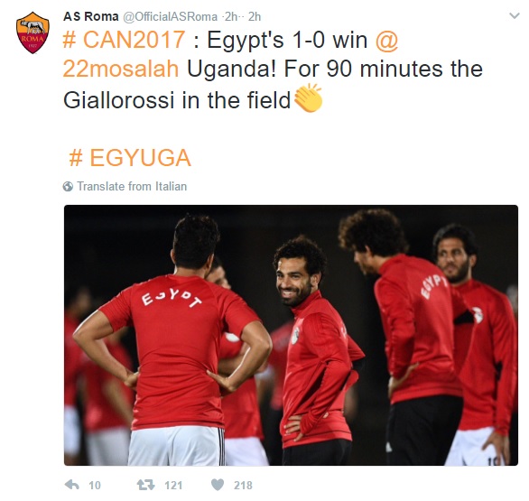 روما يحتفل بفوز مصر