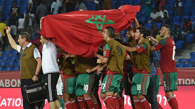 احتفالات المنتخب المغربى بالتأهل لربع نهائى كأس الأمم الأفريقية