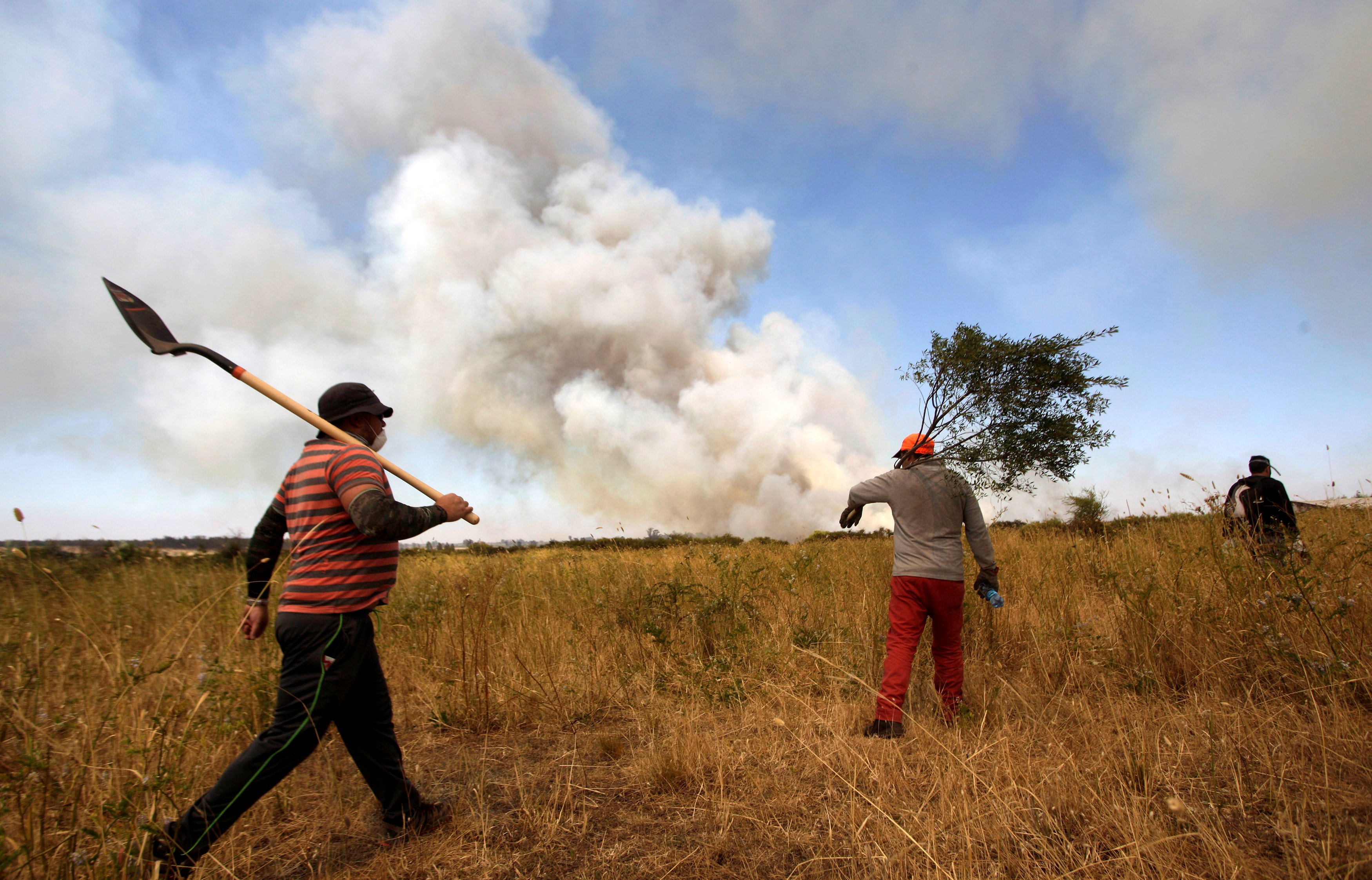 السكان المحليون بجوار حرائق الغابات- رويترز