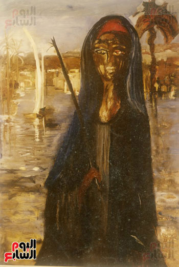لوحة للمكلة فريدة تصور المرأة الفلاحة