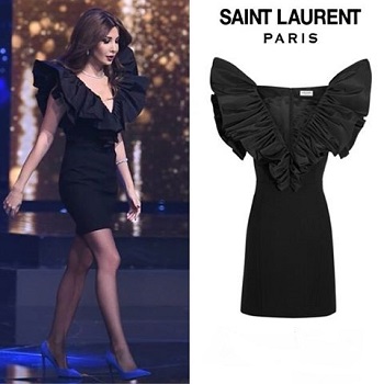 نانسى ترتدى فستان بإمضاء  " Saint Laurent " 