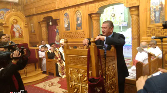 محافظ كفر الشيخ يلقي كلمتة بكنيسة مار جرجس