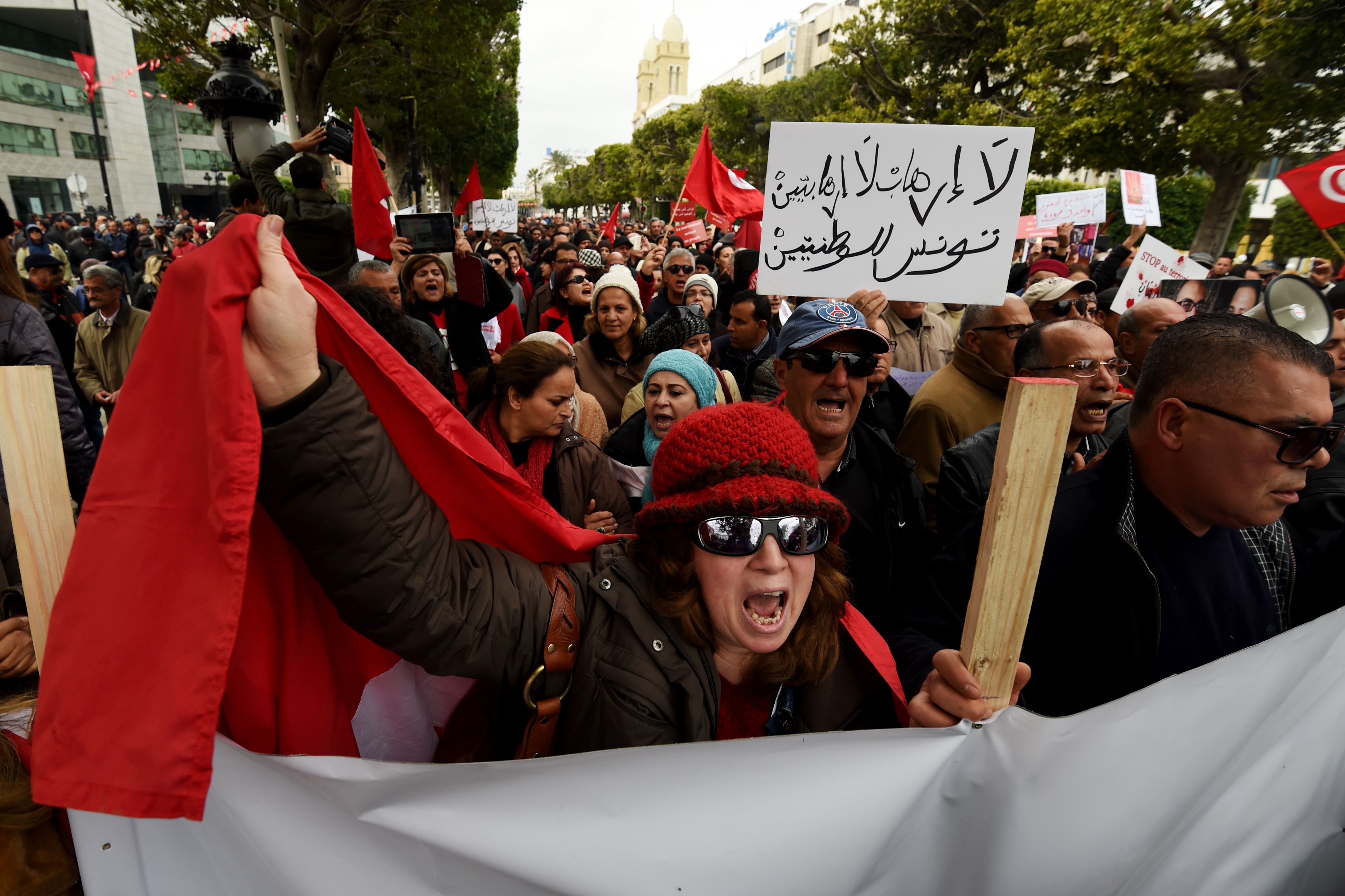 احتجاجات فى تونس رافضة عودة الإرهابيين
