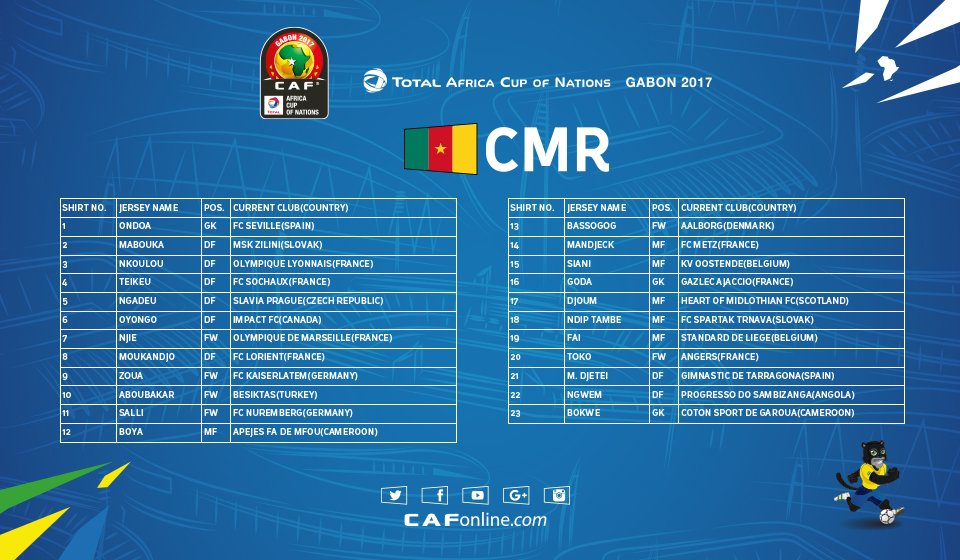 قائمة منتخب الكاميرون