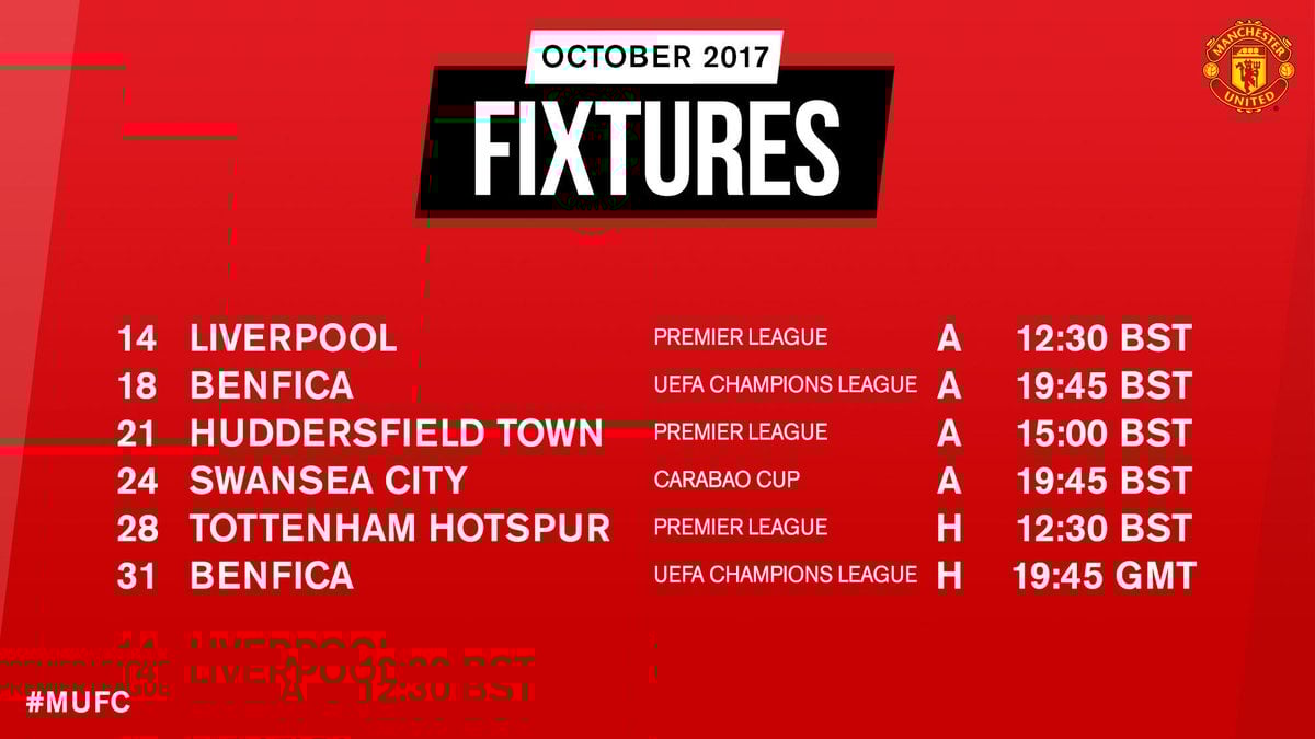 مباريات مانشستر يونايتد فى أكتوبر