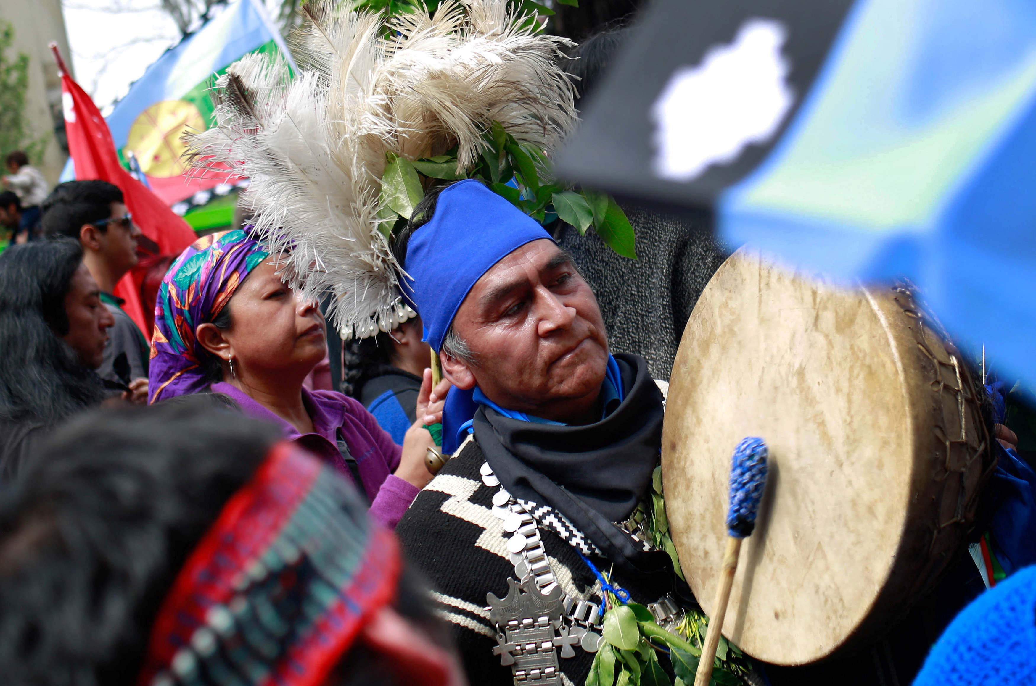 مظاهرة للسكان الأصليين فى تشيلى اعتراضا على يوم كولومبوس