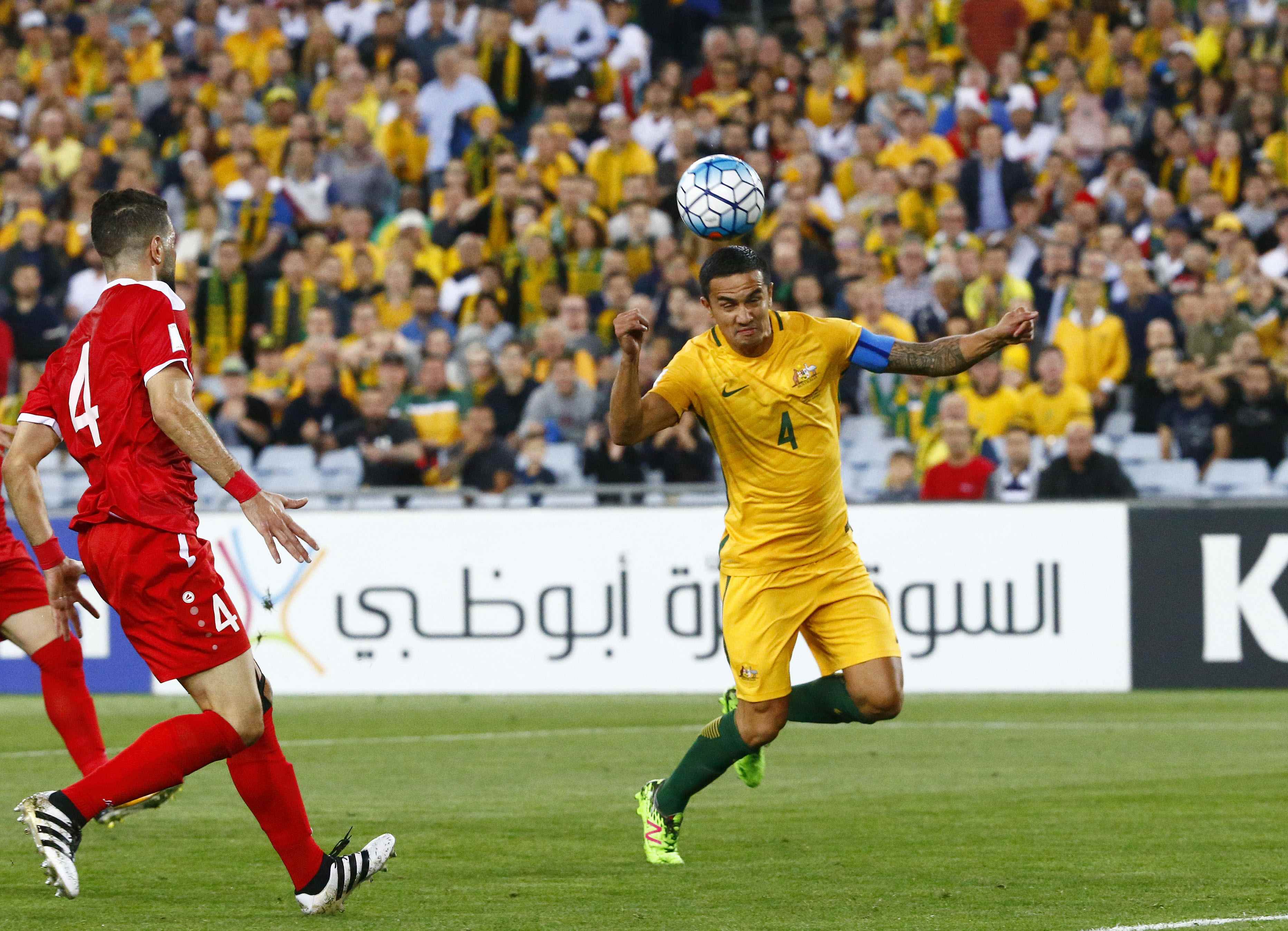 تيم كاهيل لحظة تسجيل هدف استراليا الاول امام سوريا