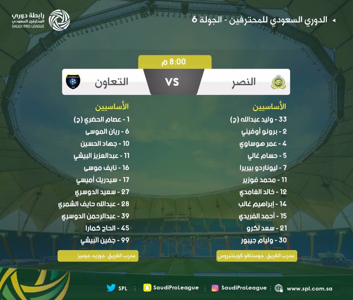 تشكيل مواجهة النصر مع التعاون