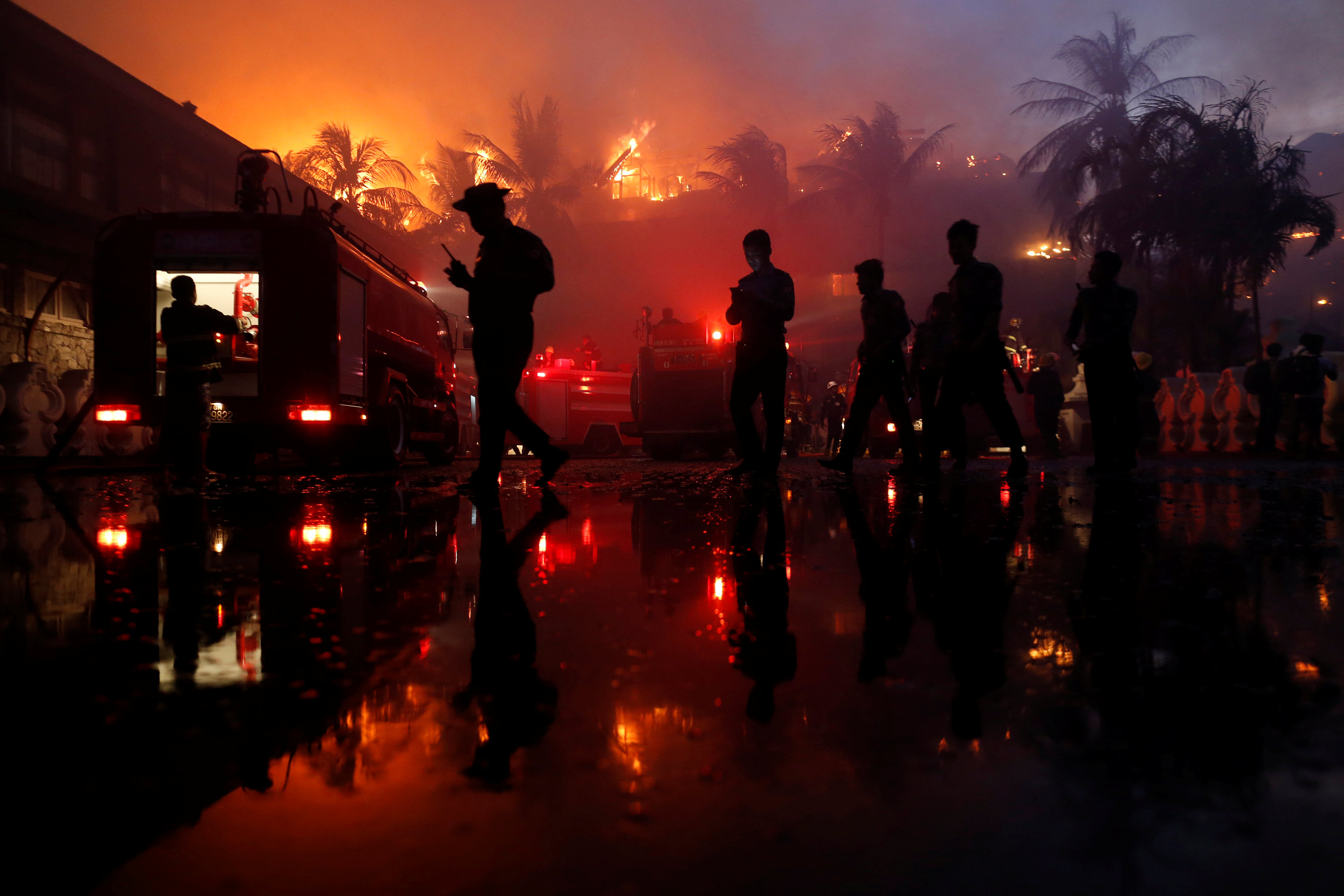 اندلاع حريق ضخم بفندق  كاندوجى فى ميانمار