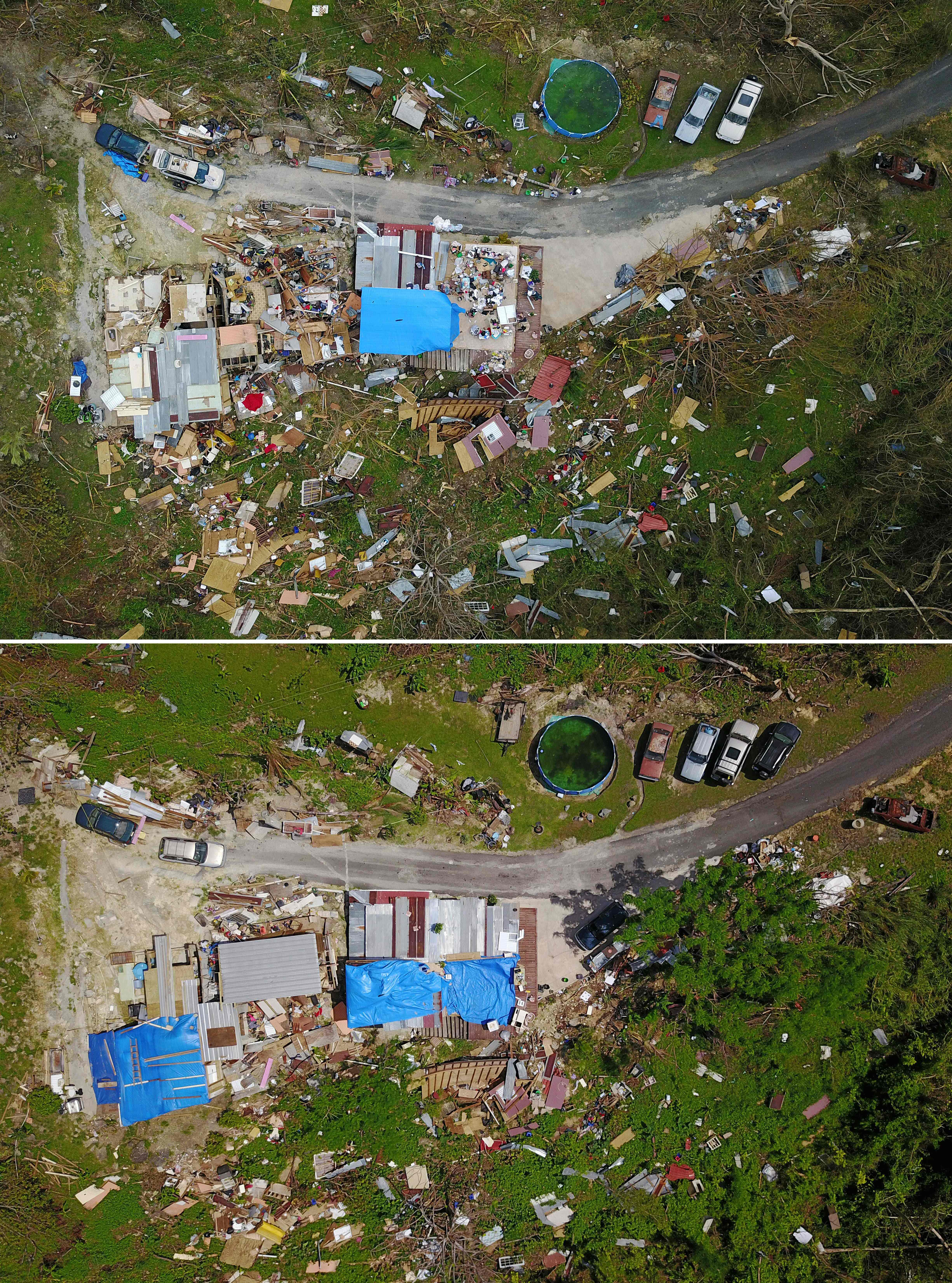 مشهد رأسى لدمار المنازل فى بورتريكو بعد إعصار ماريا