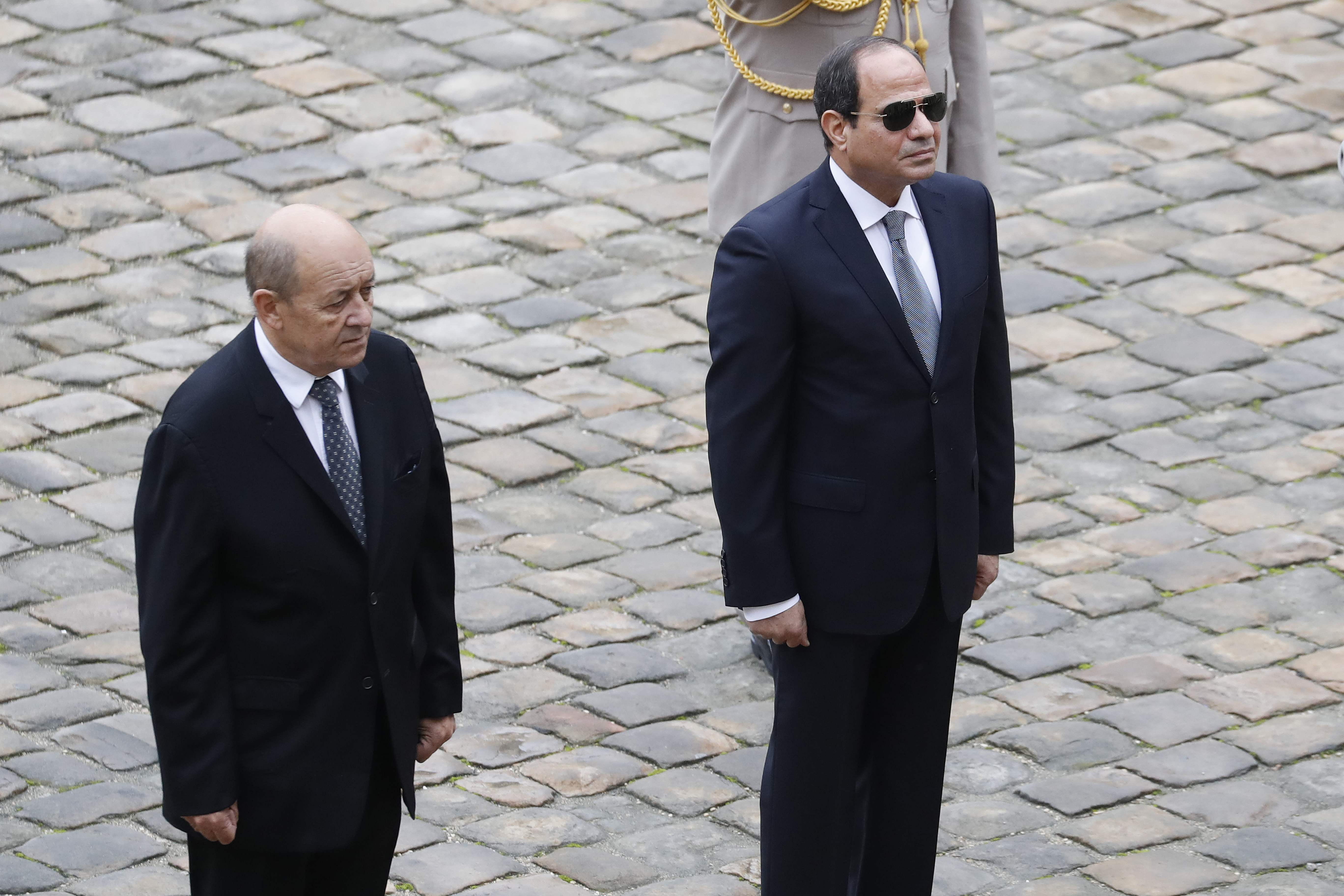 استقبال وزير الخارجية الفرنسية للرئيس السيسي