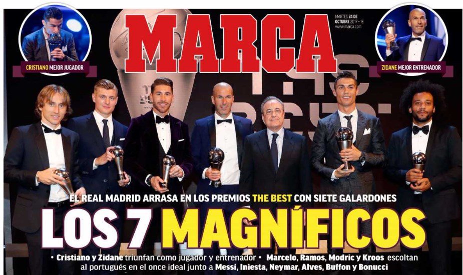 ماركا تحتفل بسيطرة ريال مدريد على جوائز الفيفا