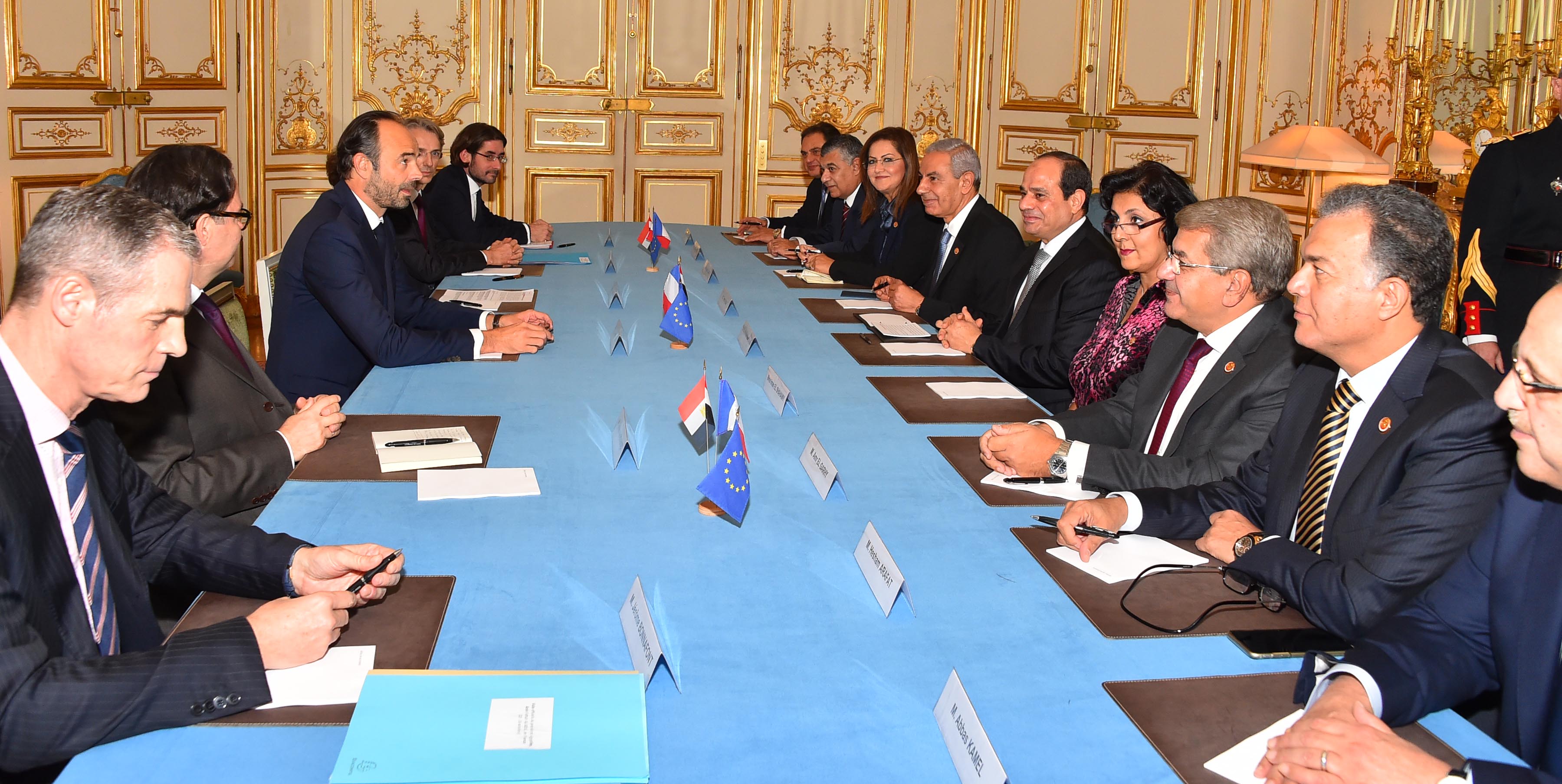 اجتماع السيسى ورئيس وزراء فرنسا بمقر الحكومة