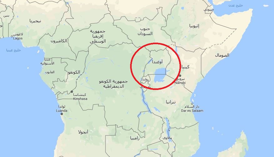 موقع أوغندا على خريطة القارة