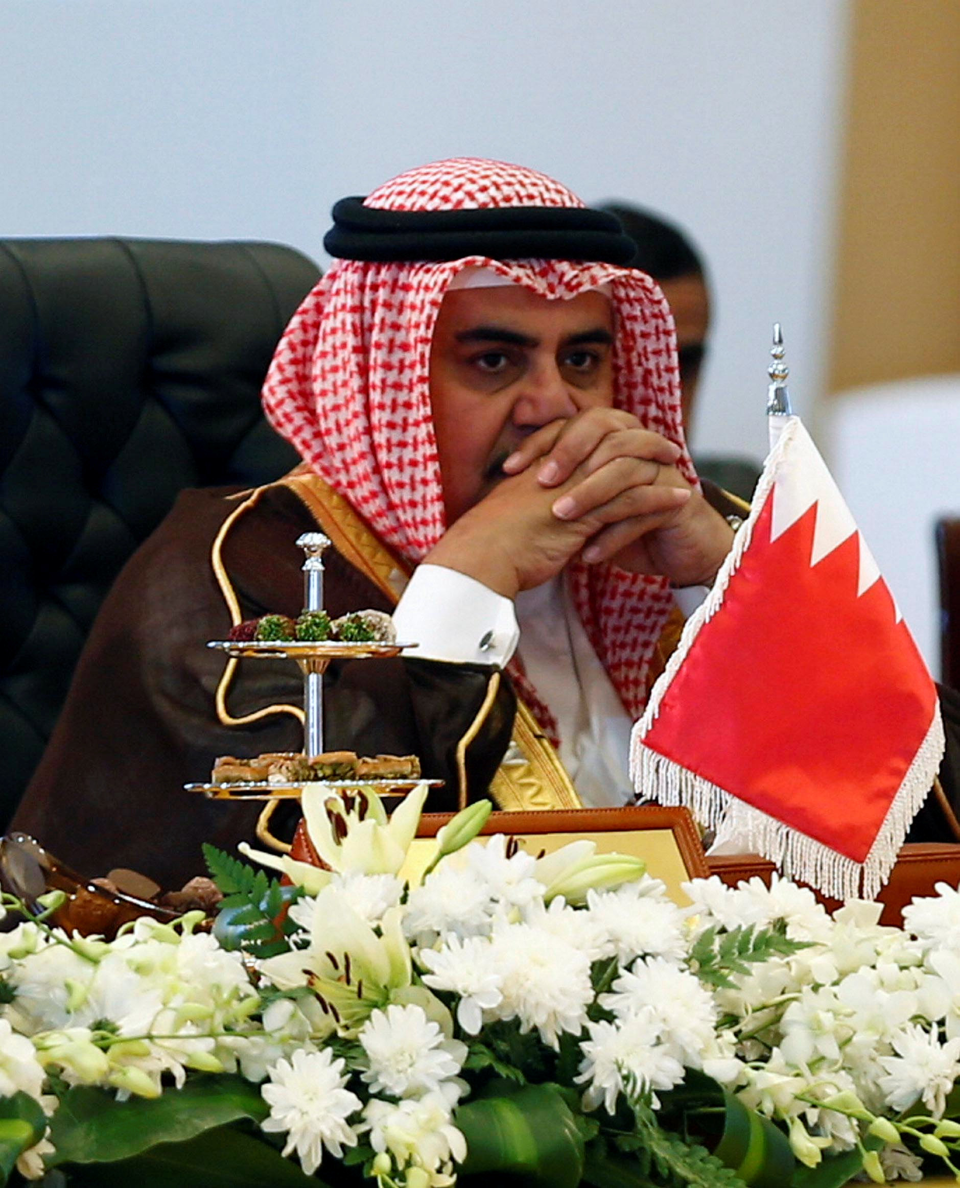 وزير خارجية البحرين خلال اجتماع وزراء خارجية دول التحالف العربى