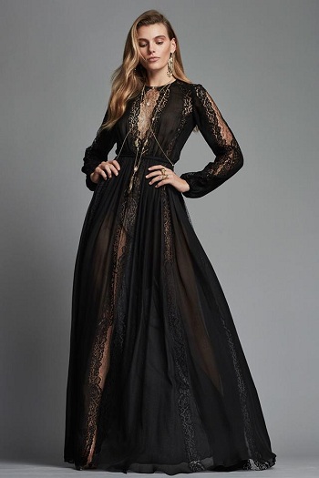 فستان أسود راقى من تصميمات زهير مراد