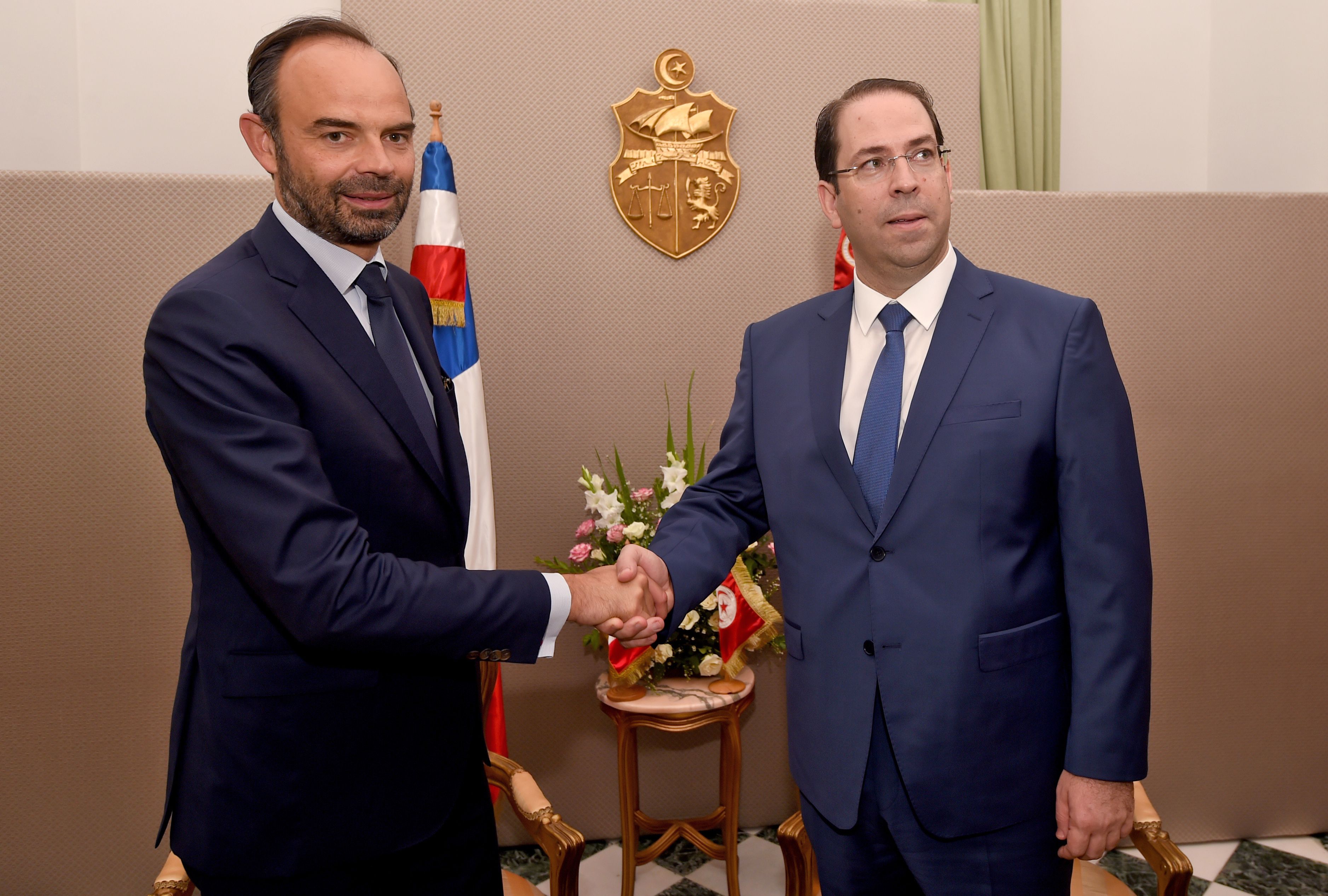 يوسف الشاهد يستقبل رئيس وزراء فرنسا فى تونس