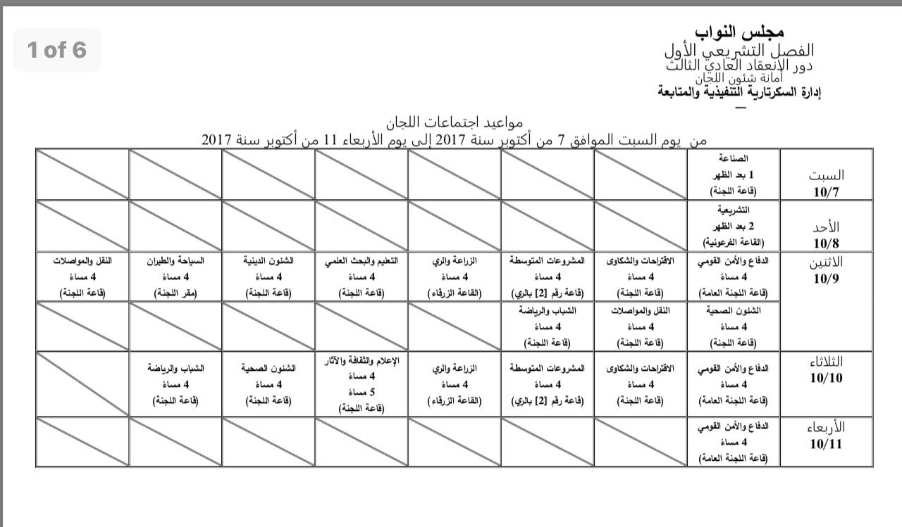 جدول أعمال لجان مجلس النواب فى الأسبوع الجارى