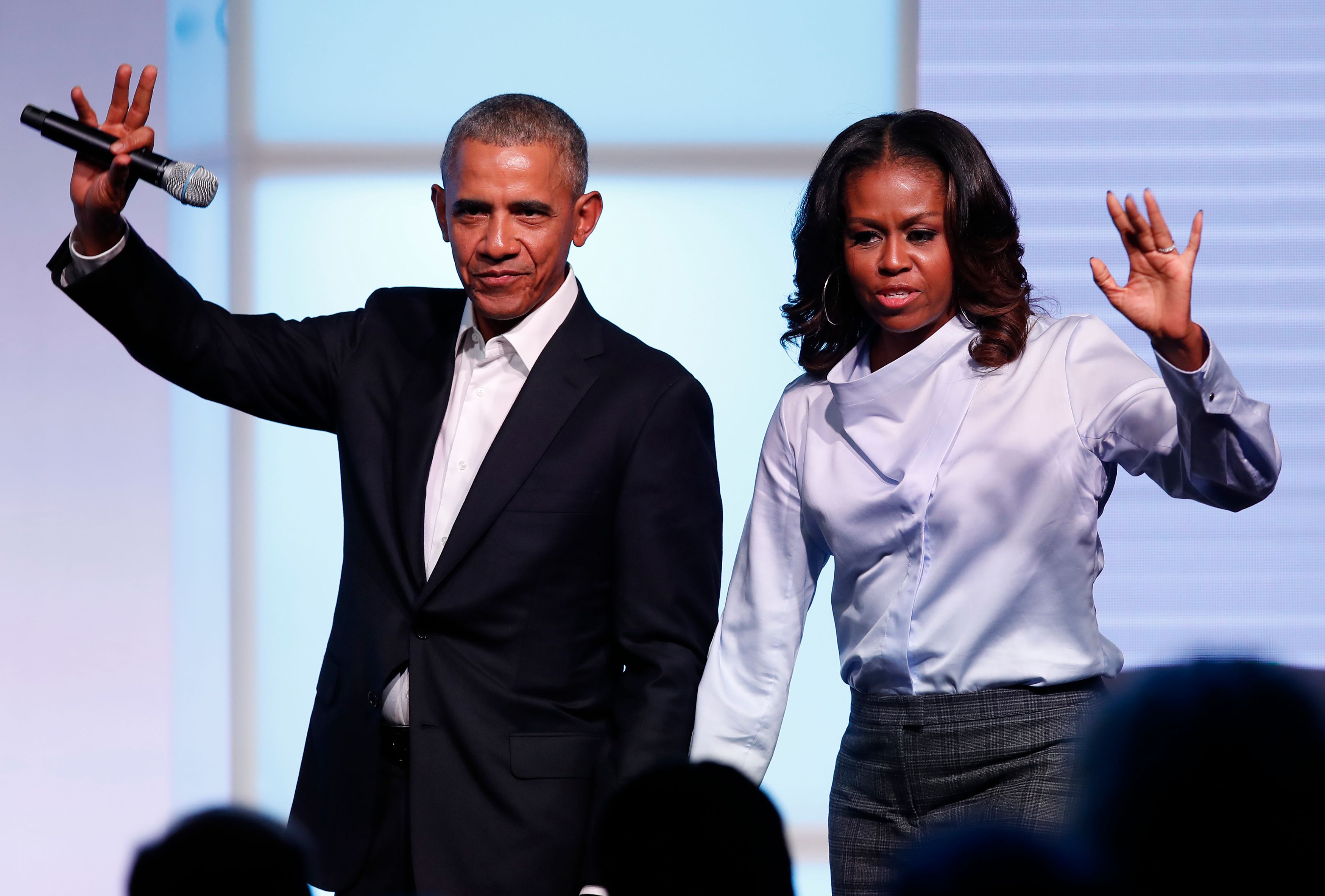 باراك أوباما وميشال  أثناء الافتتاح