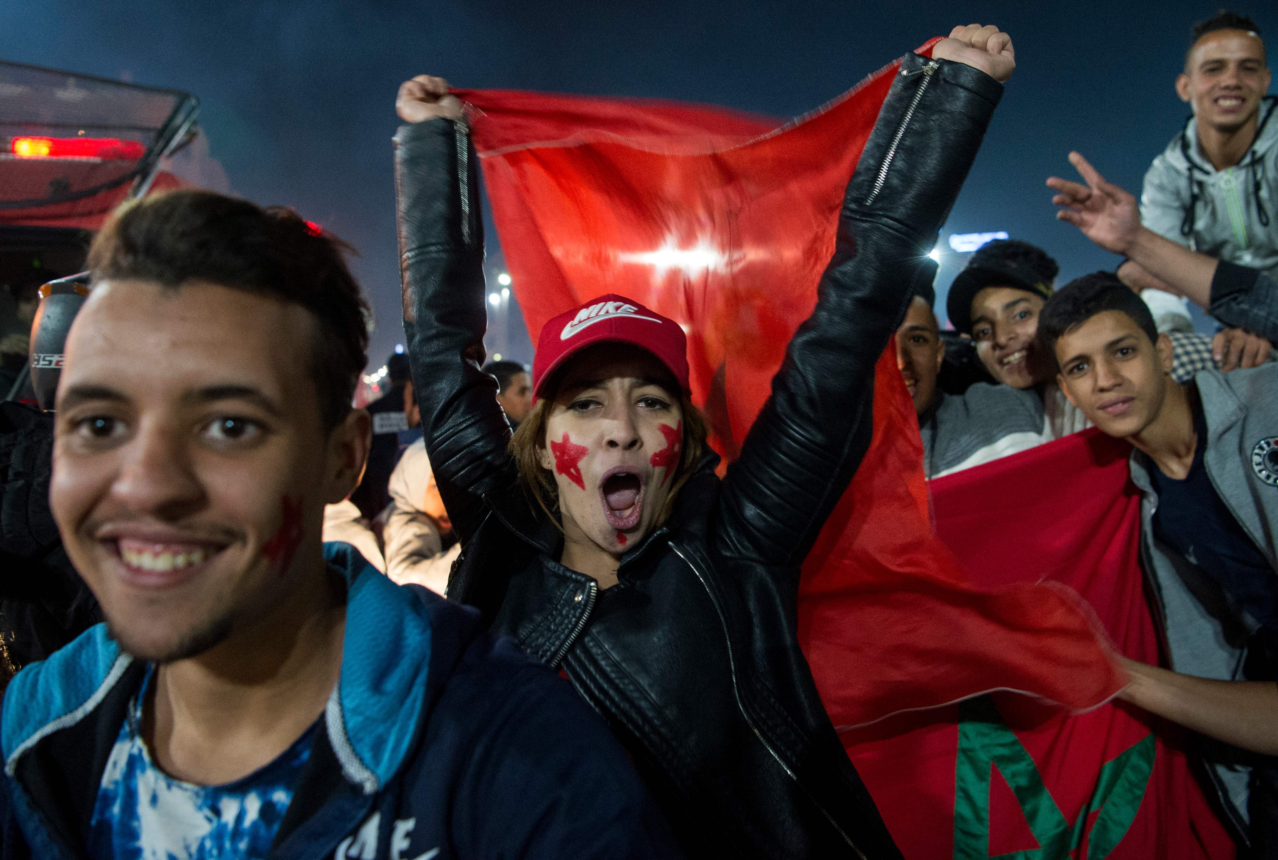 احتفالات فى شوارع المغرب عقب الفوز